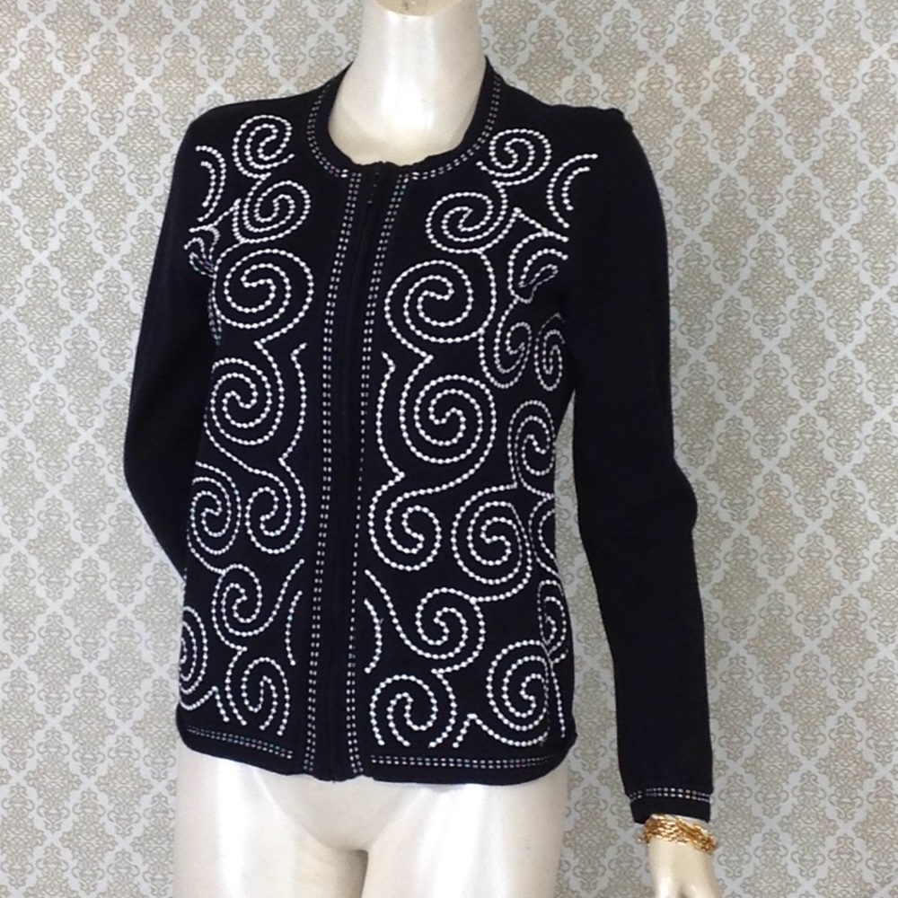 Foxcroft Black ZipUp Long Sleeves Sweater
